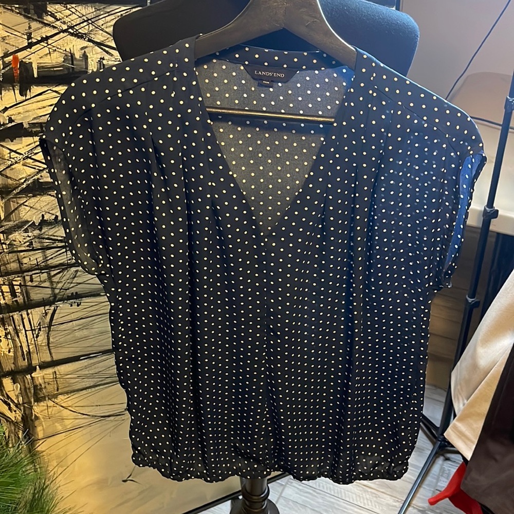 Lands End Polka dot blouse